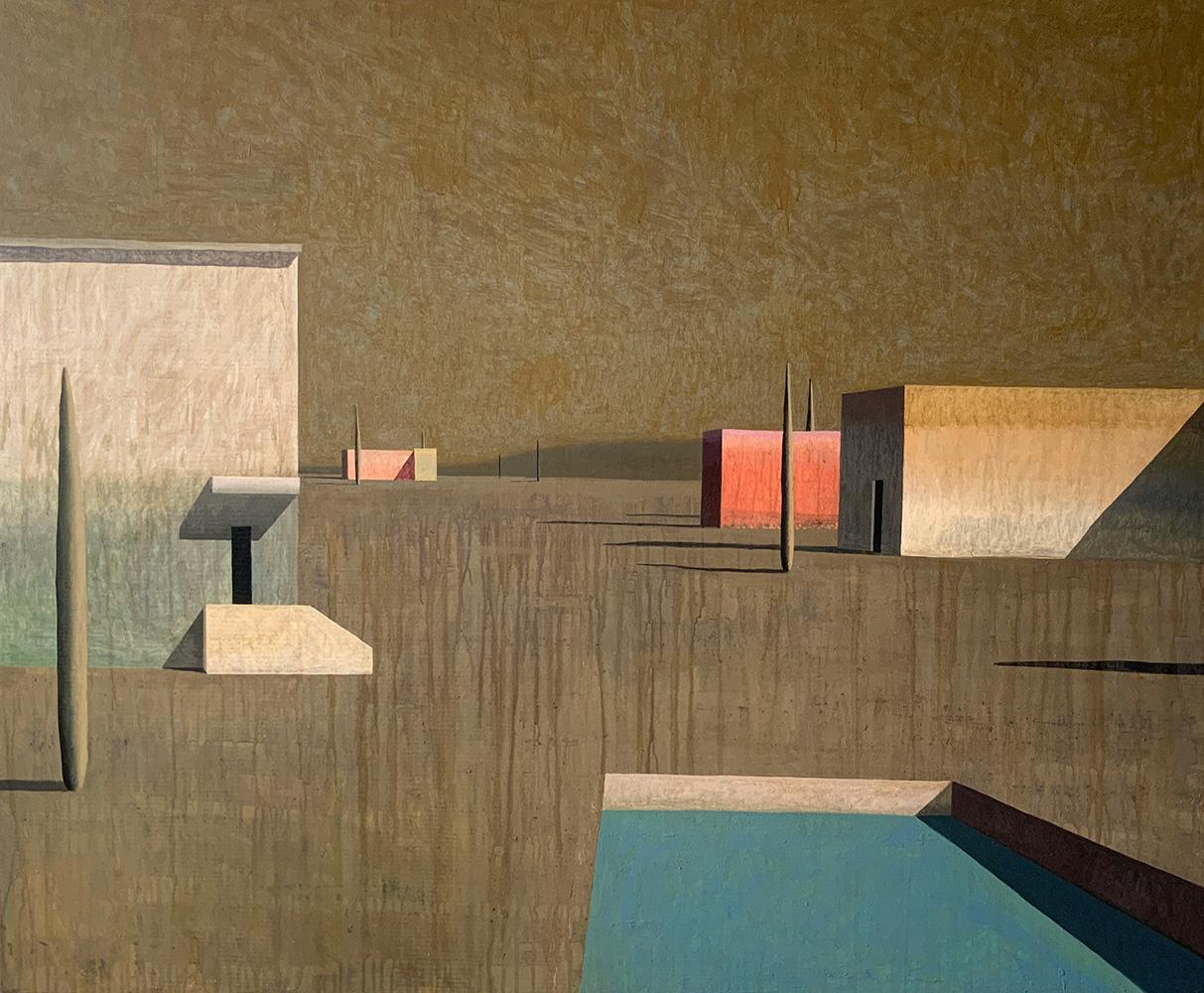 Architectura Ocre by Ramon Enrich - geometric landscape painting, earth tones