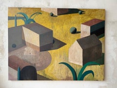 Avoneg Groc by Ramon Enrich - Geometric urban landscape painting, yellow