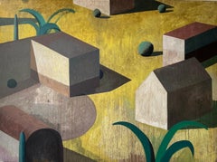 Avoneg Groc by Ramon Enrich - Geometric urban landscape painting, yellow