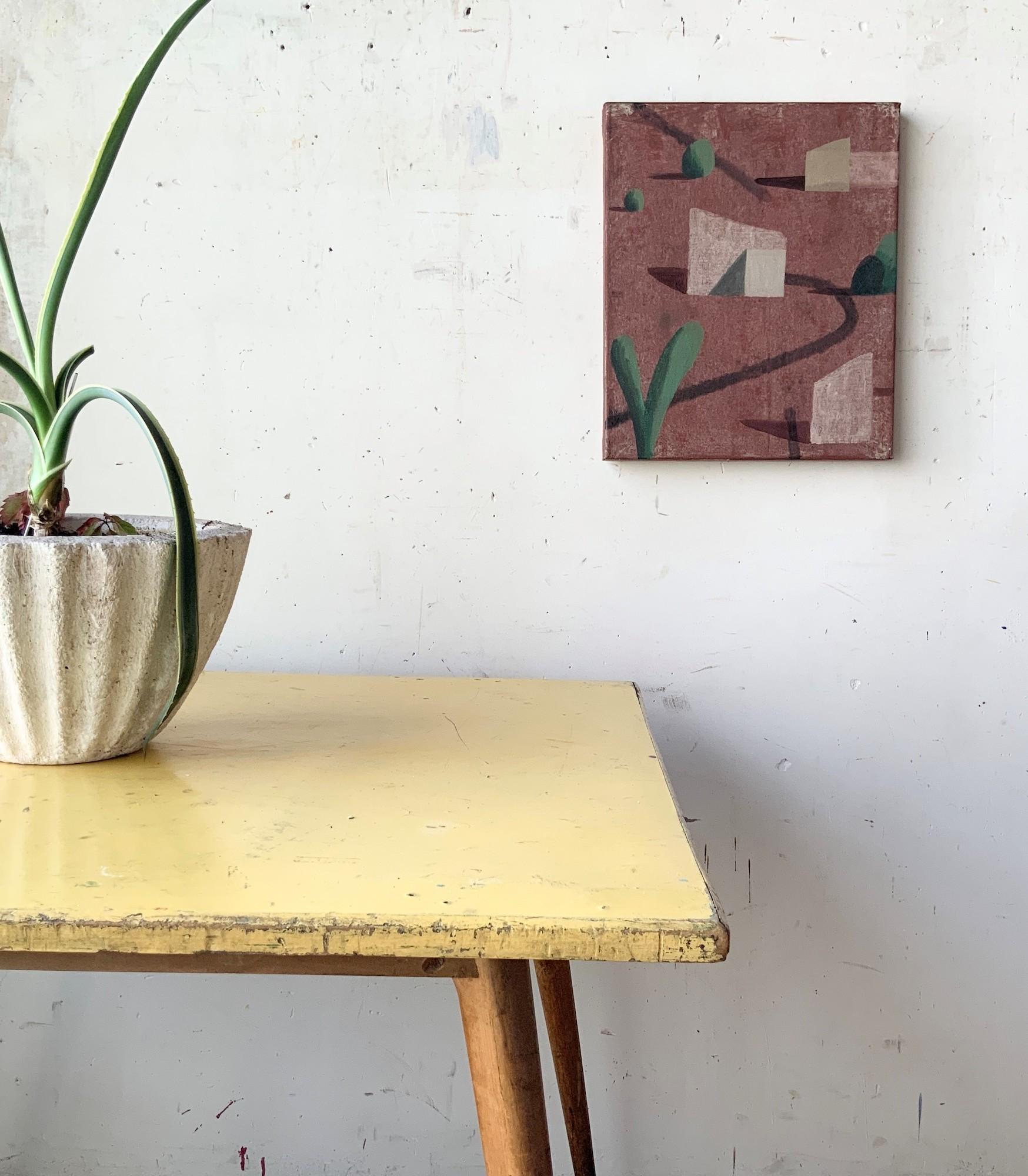 Block 5 by Ramon Enrich - Contemporary painting, landscape, architecture, red For Sale 1