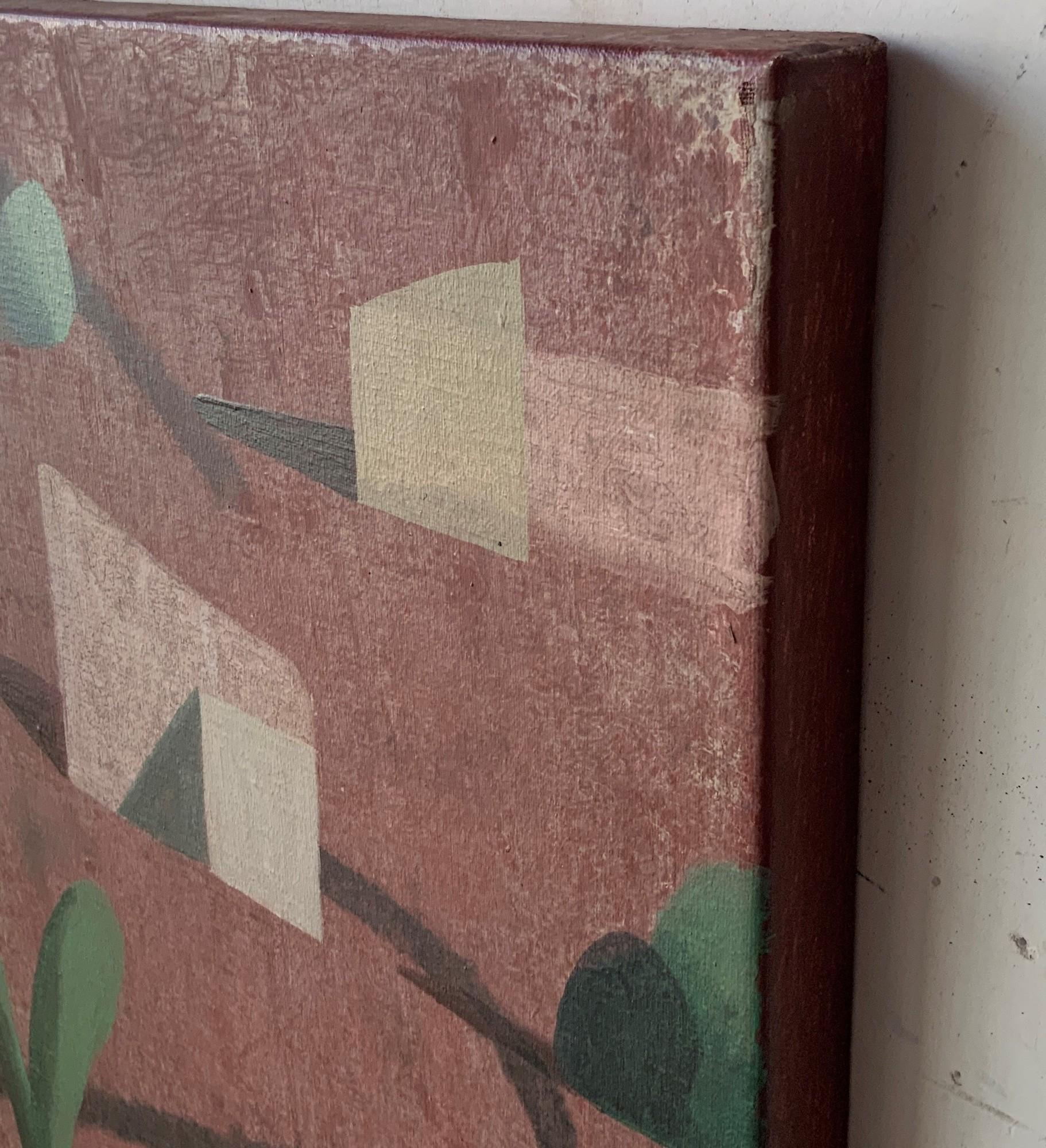 Block 5 by Ramon Enrich - Contemporary painting, landscape, architecture, red For Sale 2