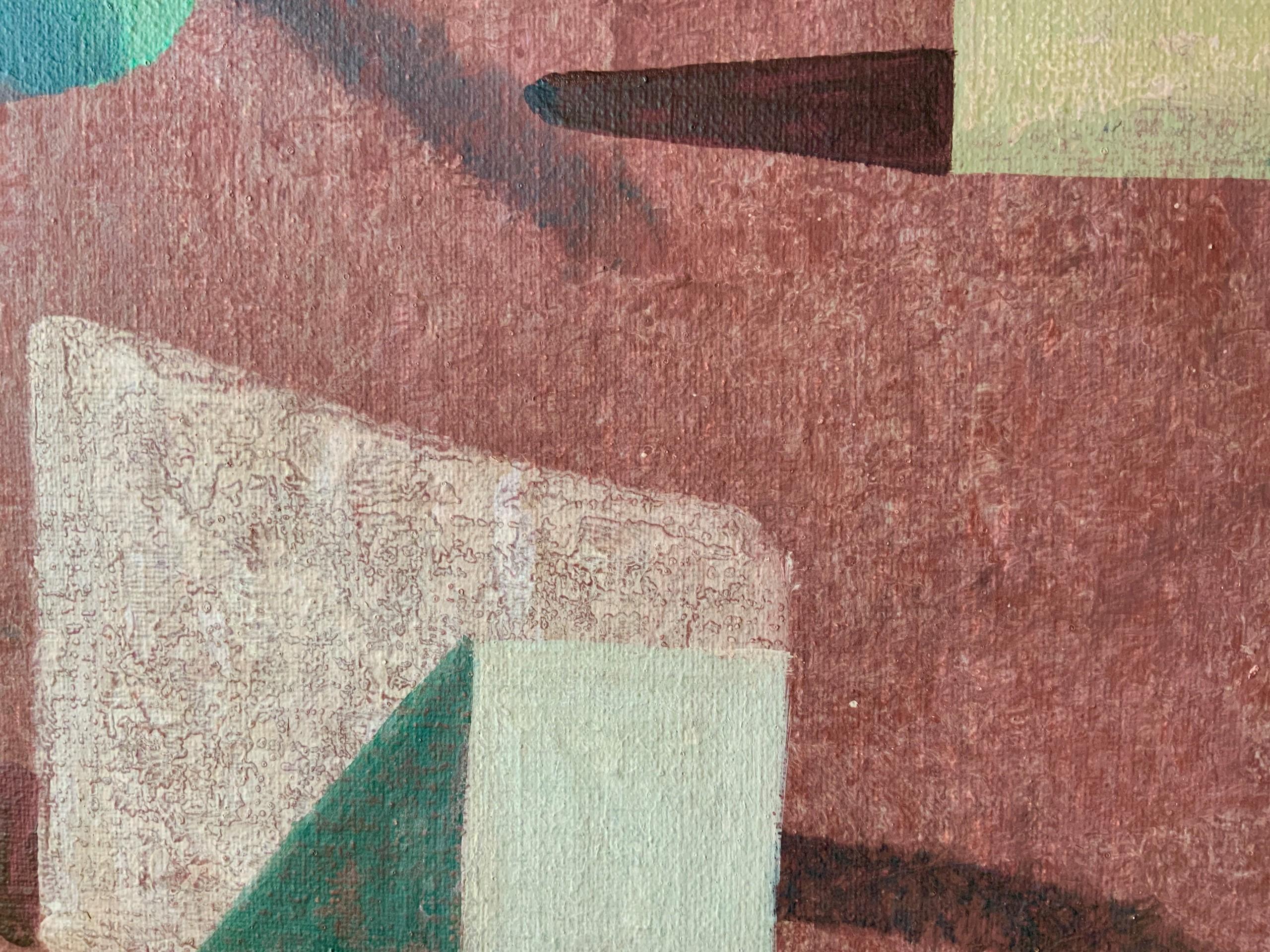 Block 5 by Ramon Enrich - Contemporary painting, landscape, architecture, red For Sale 4