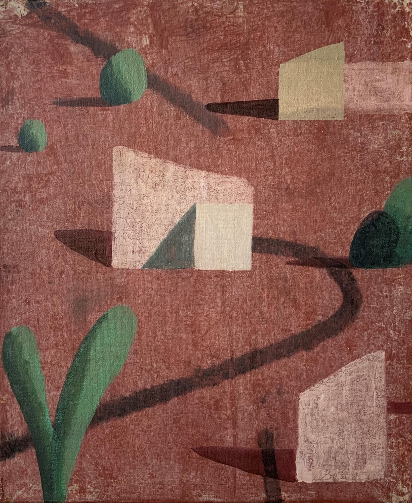 Landscape Painting Ramon Enrich - The Ramones Enrich - Peinture contemporaine, paysage, architecture, rouge