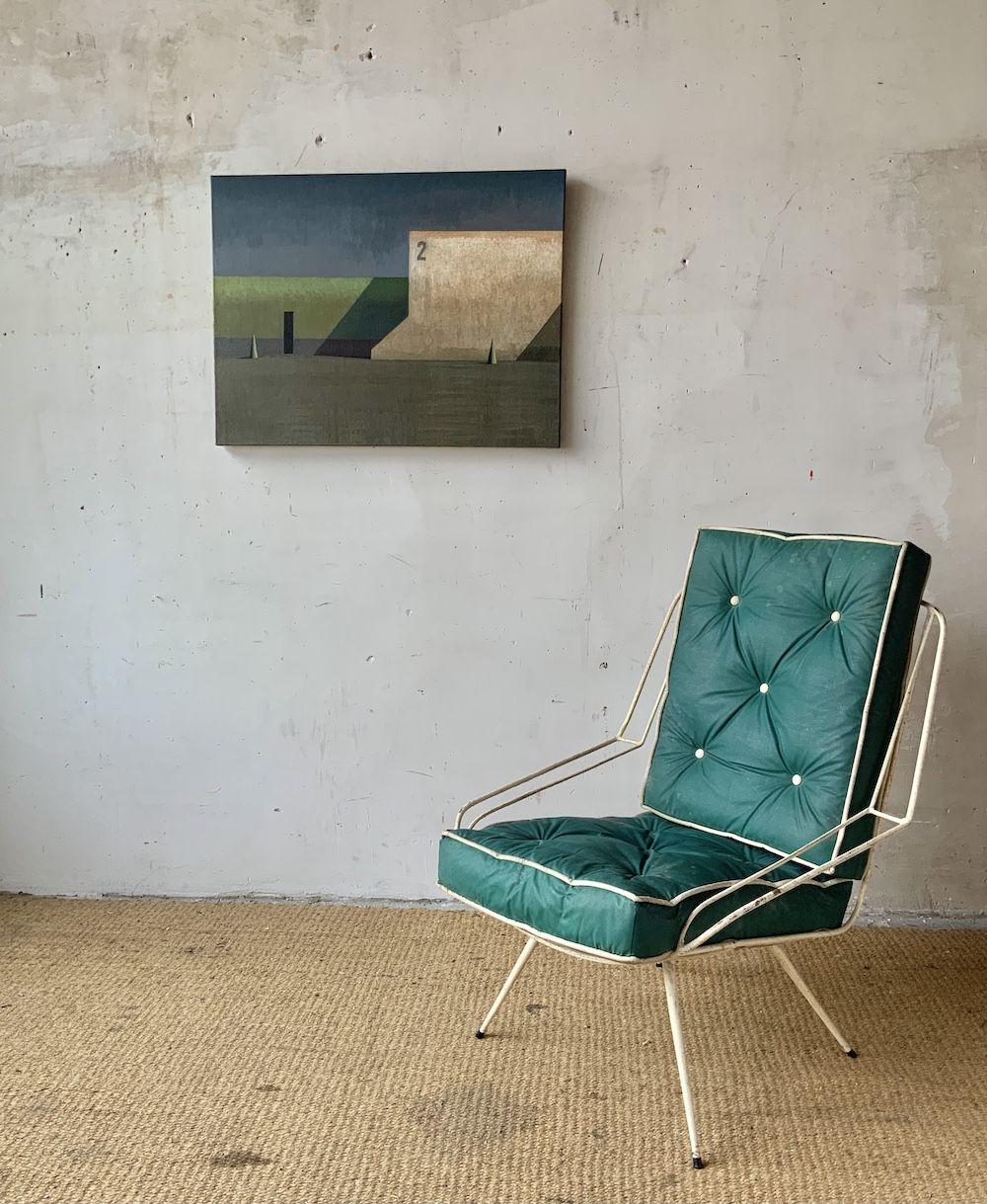 BLUE 2 by Ramon Enrich - Geometric landscape painting, architecture For Sale 1