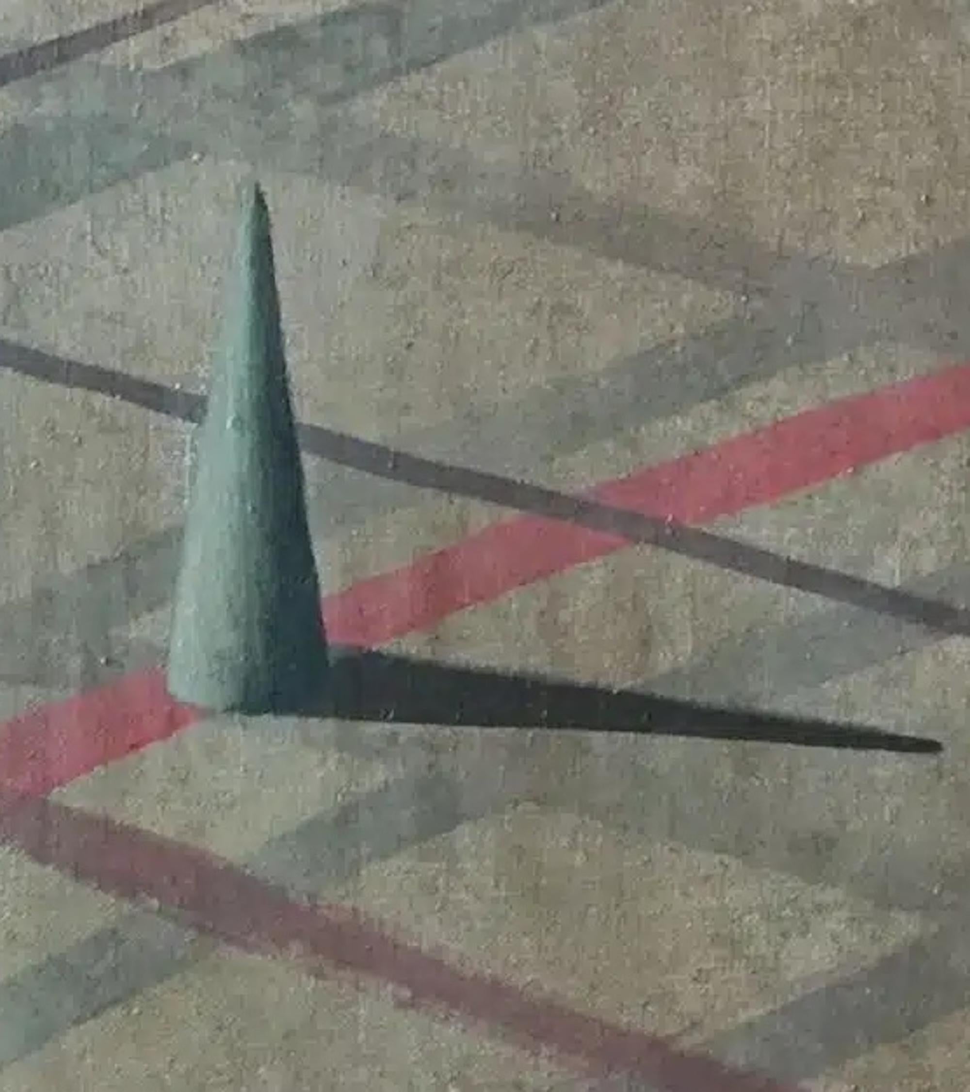 Brow by Ramon Enrich - Geometric landscape painting, brown tones, architecture For Sale 5