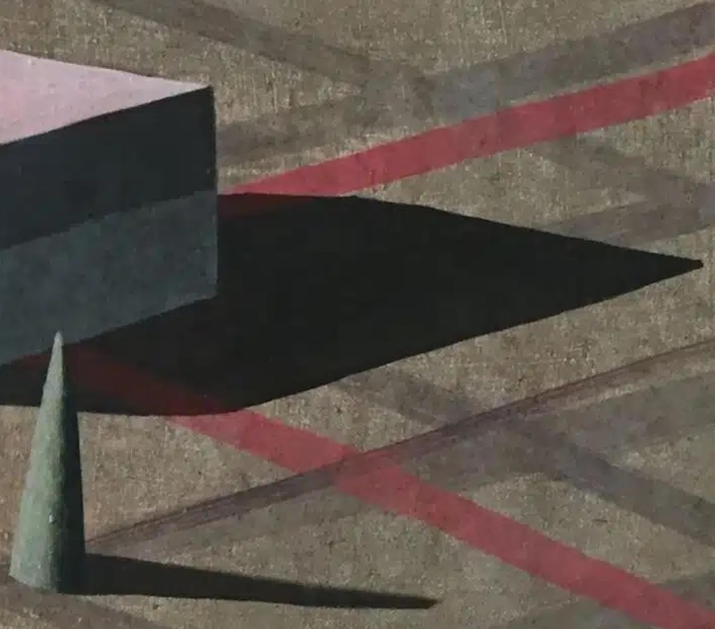 Brow by Ramon Enrich - Geometric landscape painting, brown tones, architecture For Sale 6