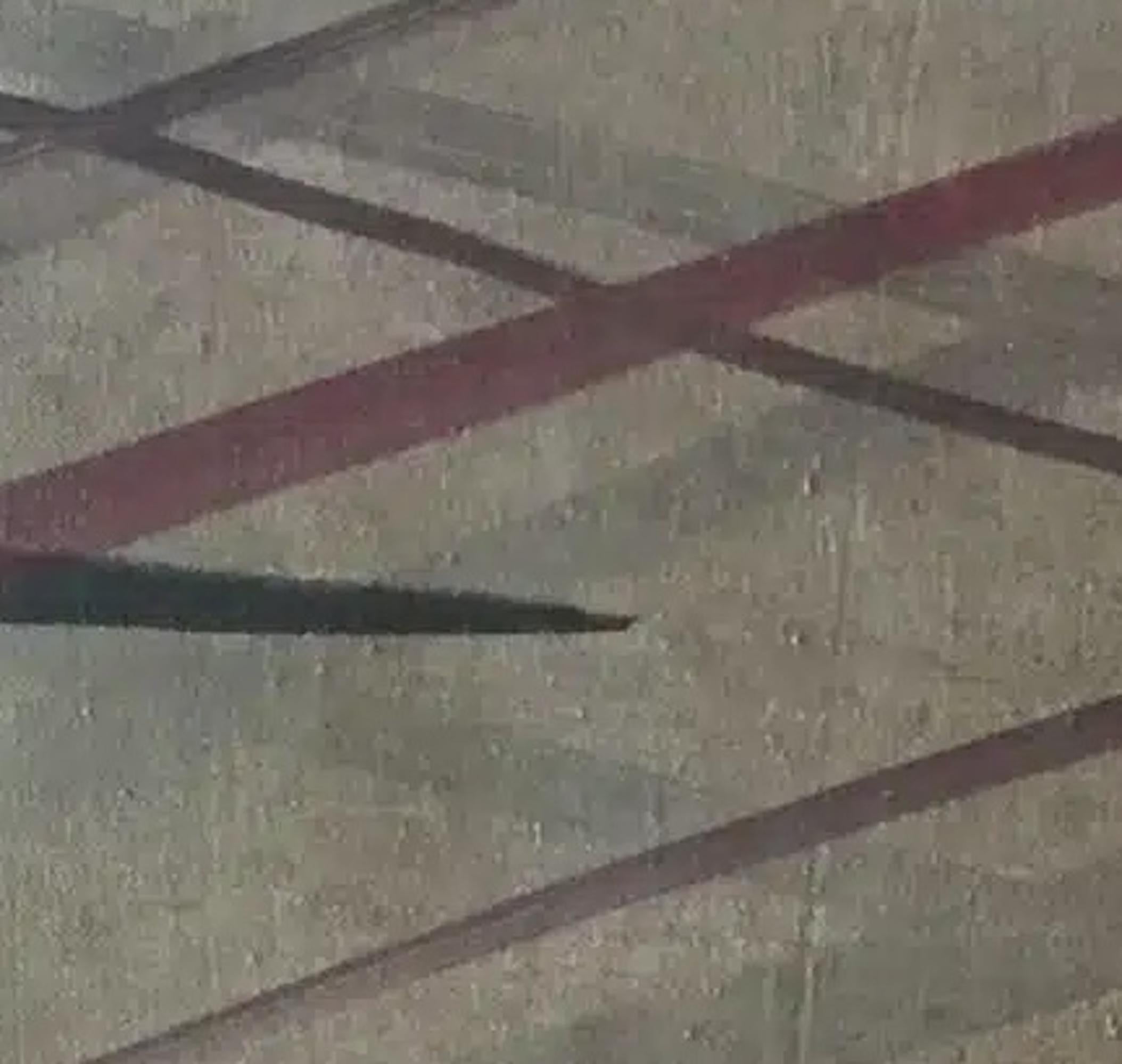 Brow by Ramon Enrich - Geometric landscape painting, brown tones, architecture For Sale 8