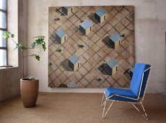 Cainemim by Ramon Enrich - Geometric landscape painting, earth tones, cityscape