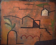 CONG II by Ramon Enrich - large contemporary painting, landscape, orange