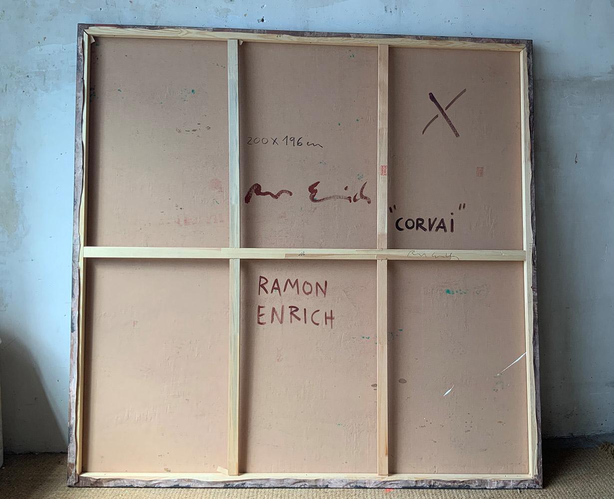 Corvai von Ramon Enrich – Geometrische Landschaftsmalerei, Erdtöne im Angebot 2