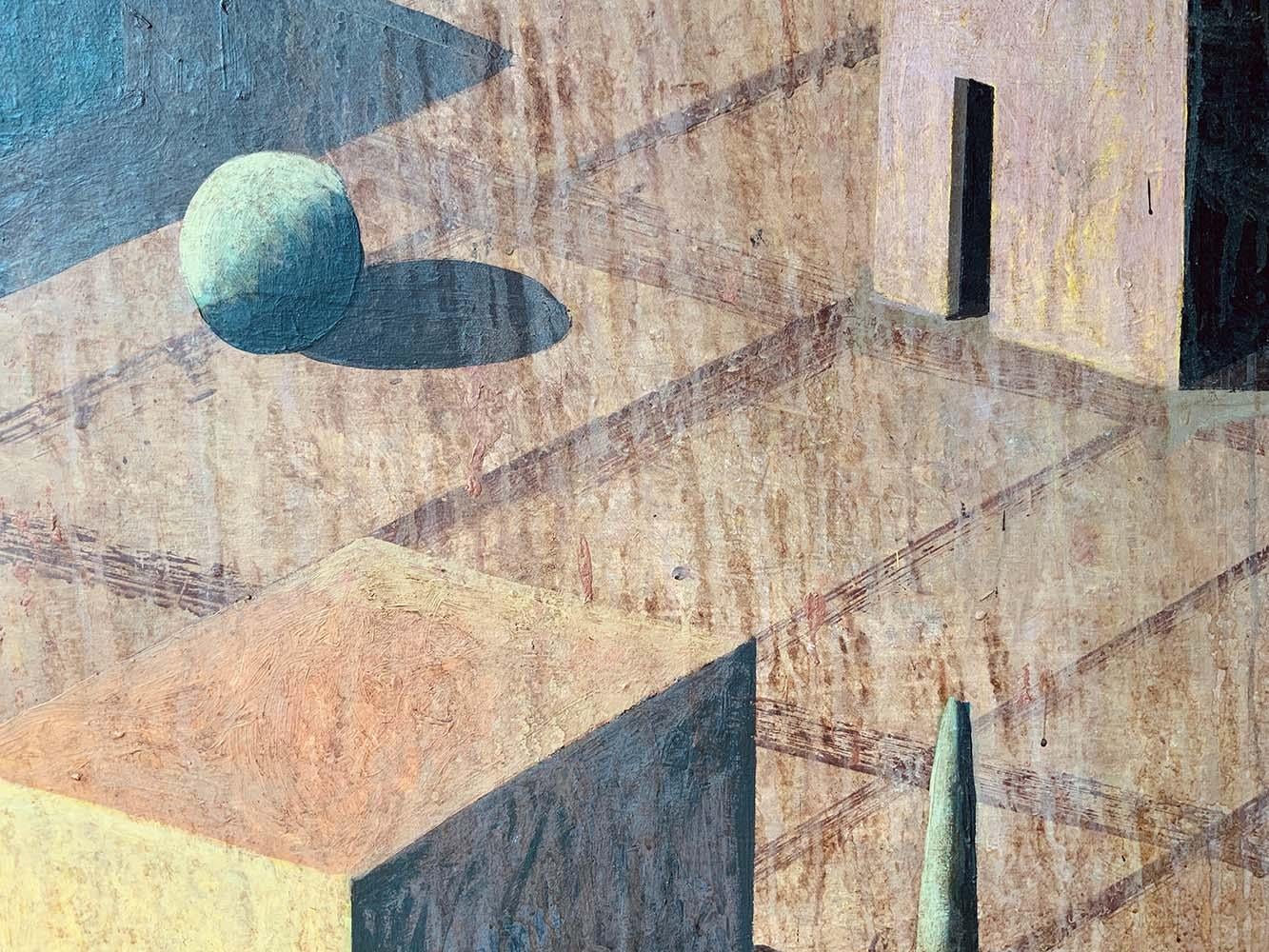 Corvai von Ramon Enrich – Geometrische Landschaftsmalerei, Erdtöne im Angebot 3