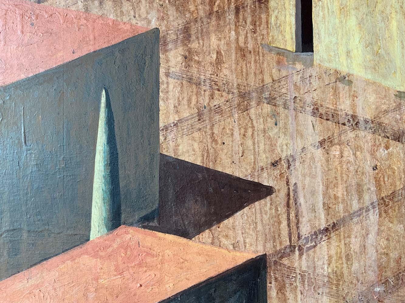 Corvai von Ramon Enrich – Geometrische Landschaftsmalerei, Erdtöne im Angebot 4