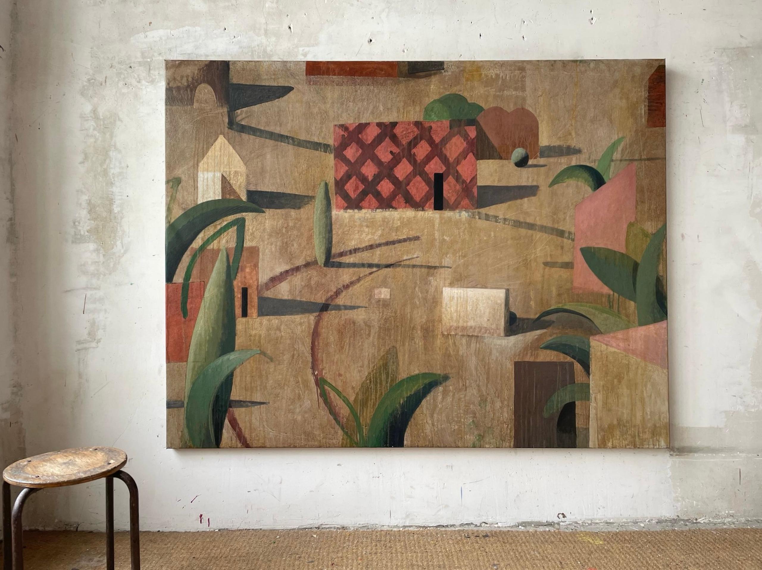 Ereyor by Ramon Enrich - Large contemporary painting, landscape, architecture For Sale 1