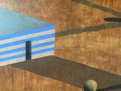 E.S. di Ramon Enrich - Quadro di paesaggio geometrico di grandi dimensioni, architettura