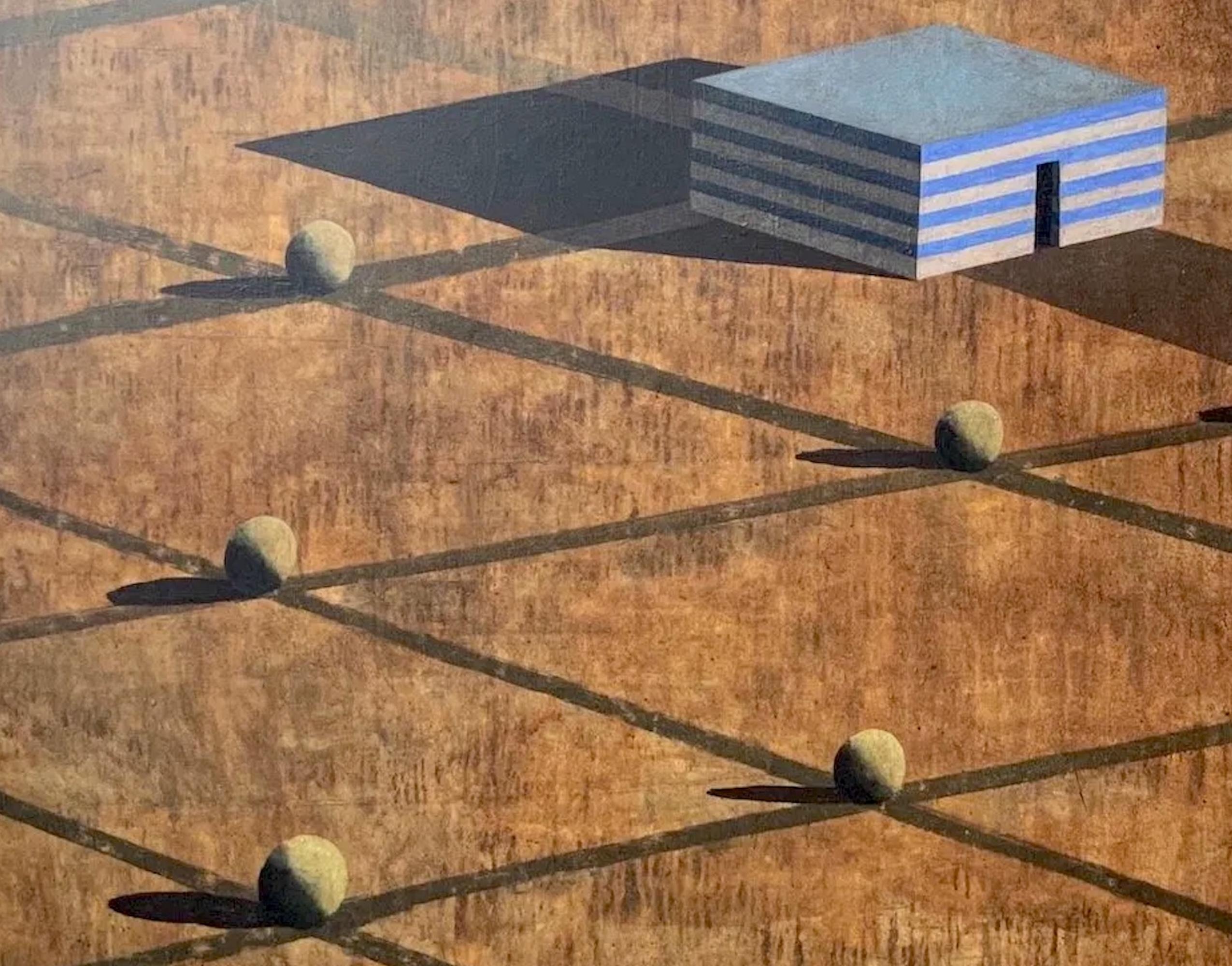 E.S. by Ramon Enrich - Grande peinture géométrique de paysage, architecture en vente 7