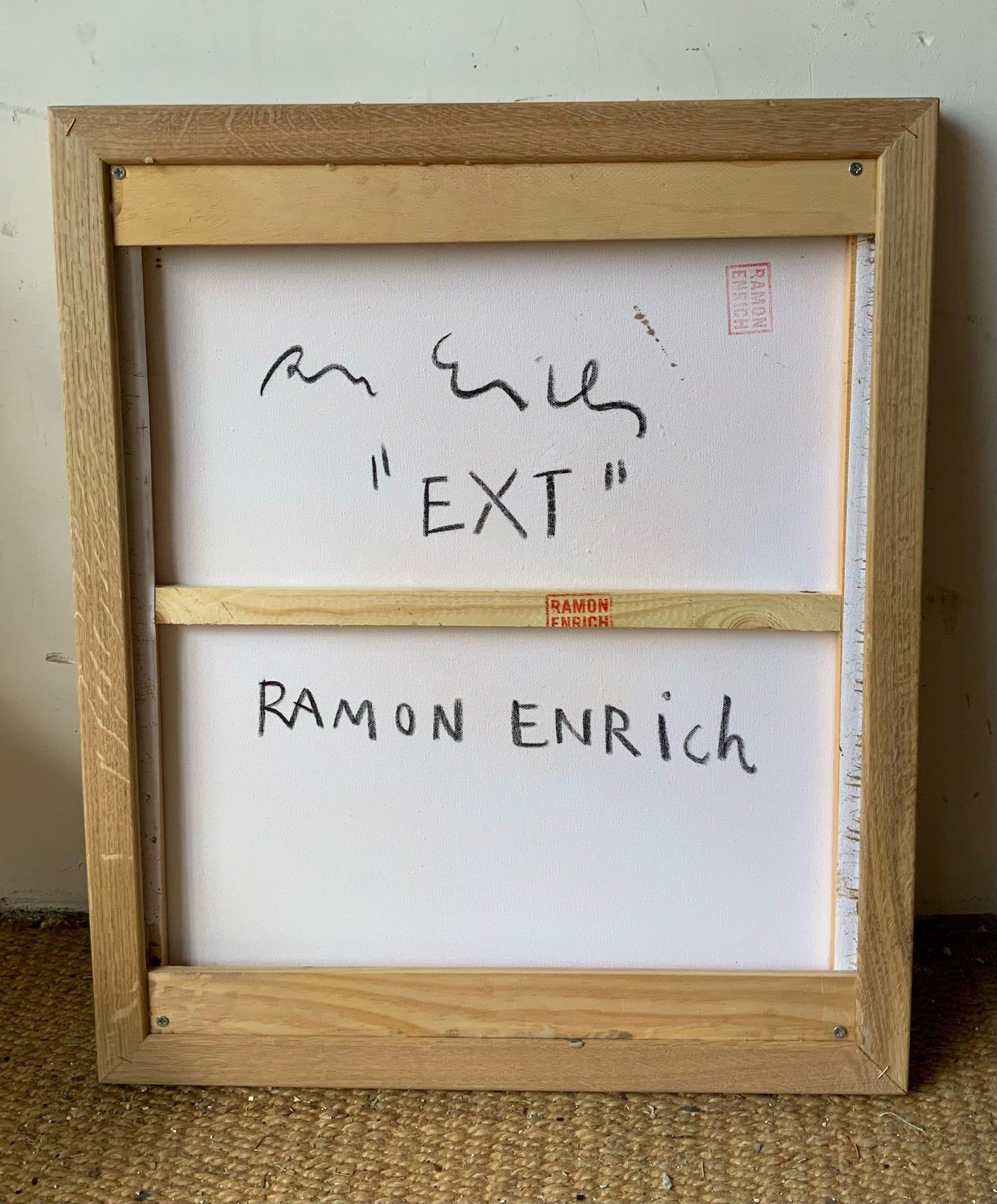 EXT de Ramon Enrich - Peinture de paysage géométrique, acrylique sur toile en vente 4