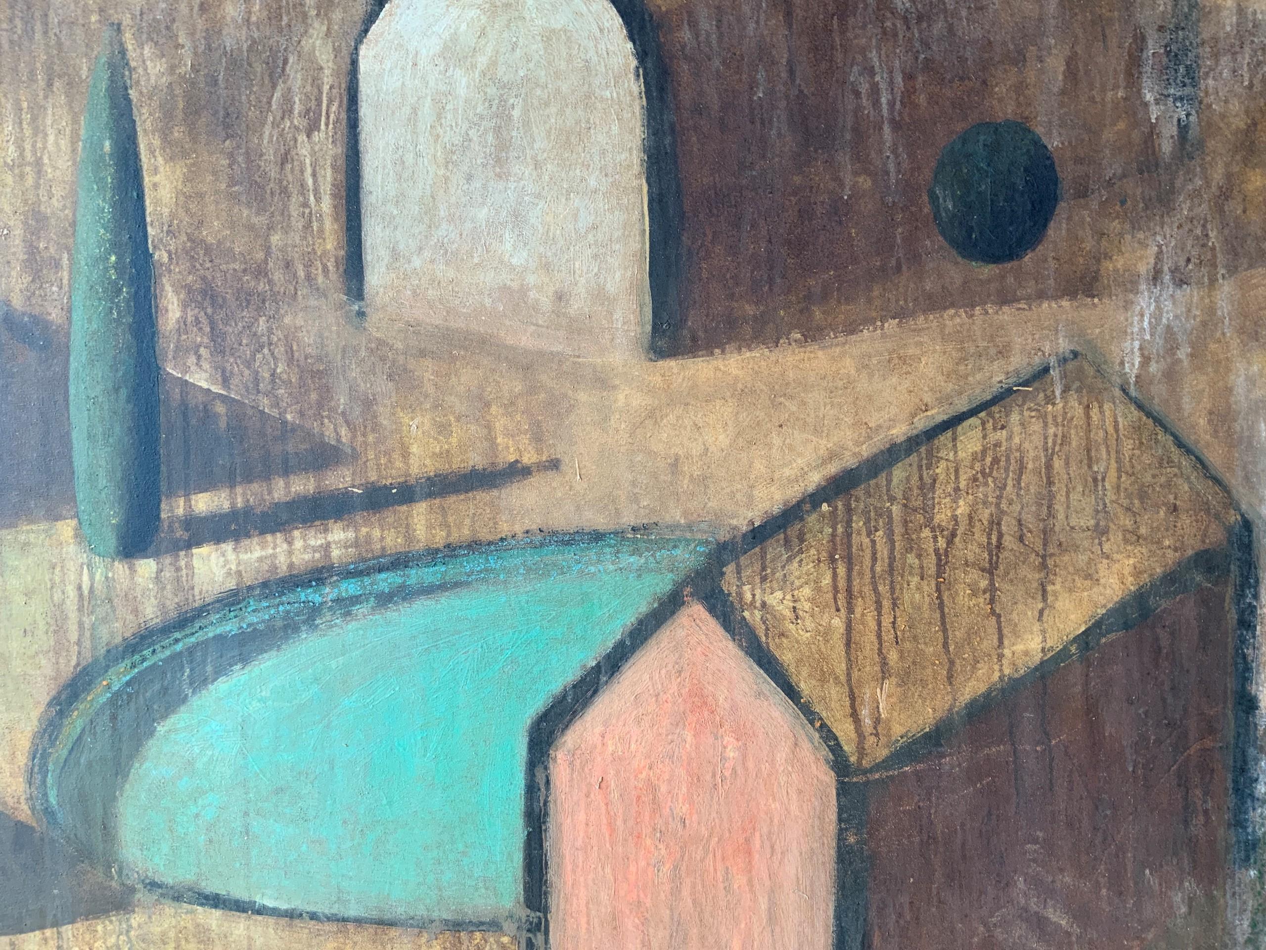FLORENCE von R. Enrich - Geometrische Landschaftsmalerei, Architektur, Erdtöne (Zeitgenössisch), Painting, von Ramon Enrich