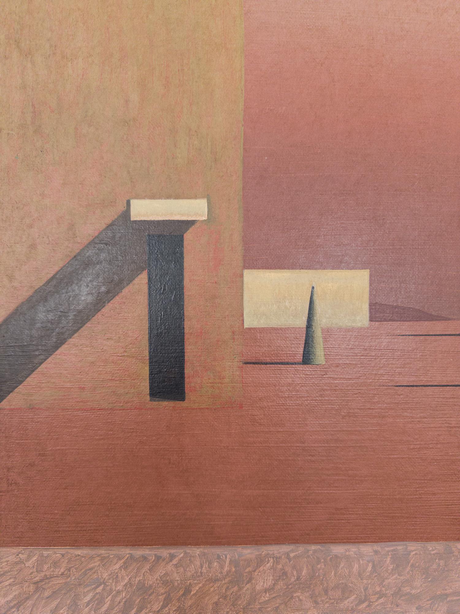 Igoleu by Ramon Enrich - Contemporary landscape painting, architecture, red For Sale 6