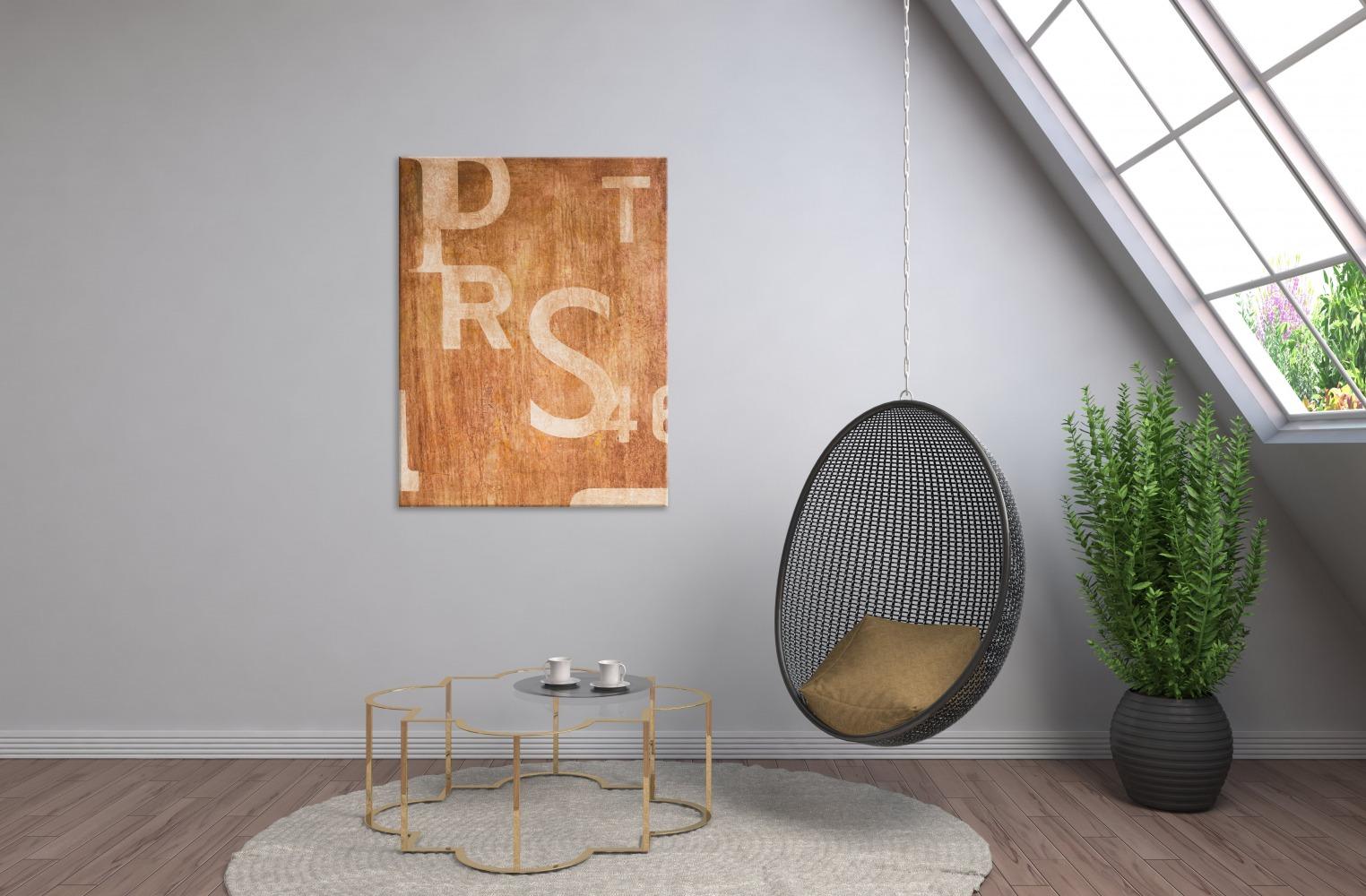 NOT by Ramon Enrich - Abstract painting, typography, letters, orange For Sale 1