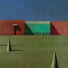 OW-33 by Ramon Enrich - Geometric Landscape painting, earth tones, bright colors
