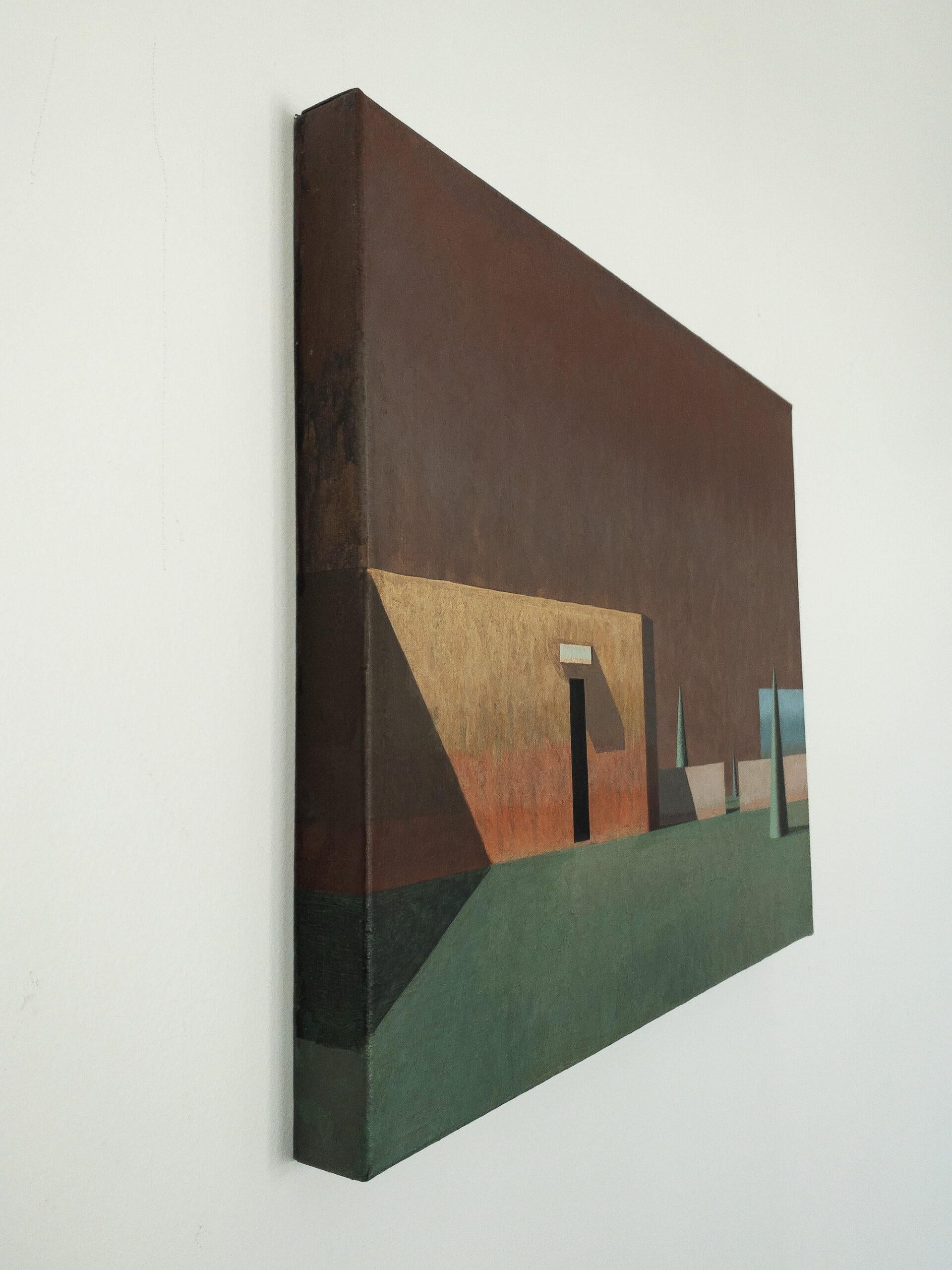PAS de Ramon Enrich - Peinture de paysage géométrique, acrylique sur toile en vente 2