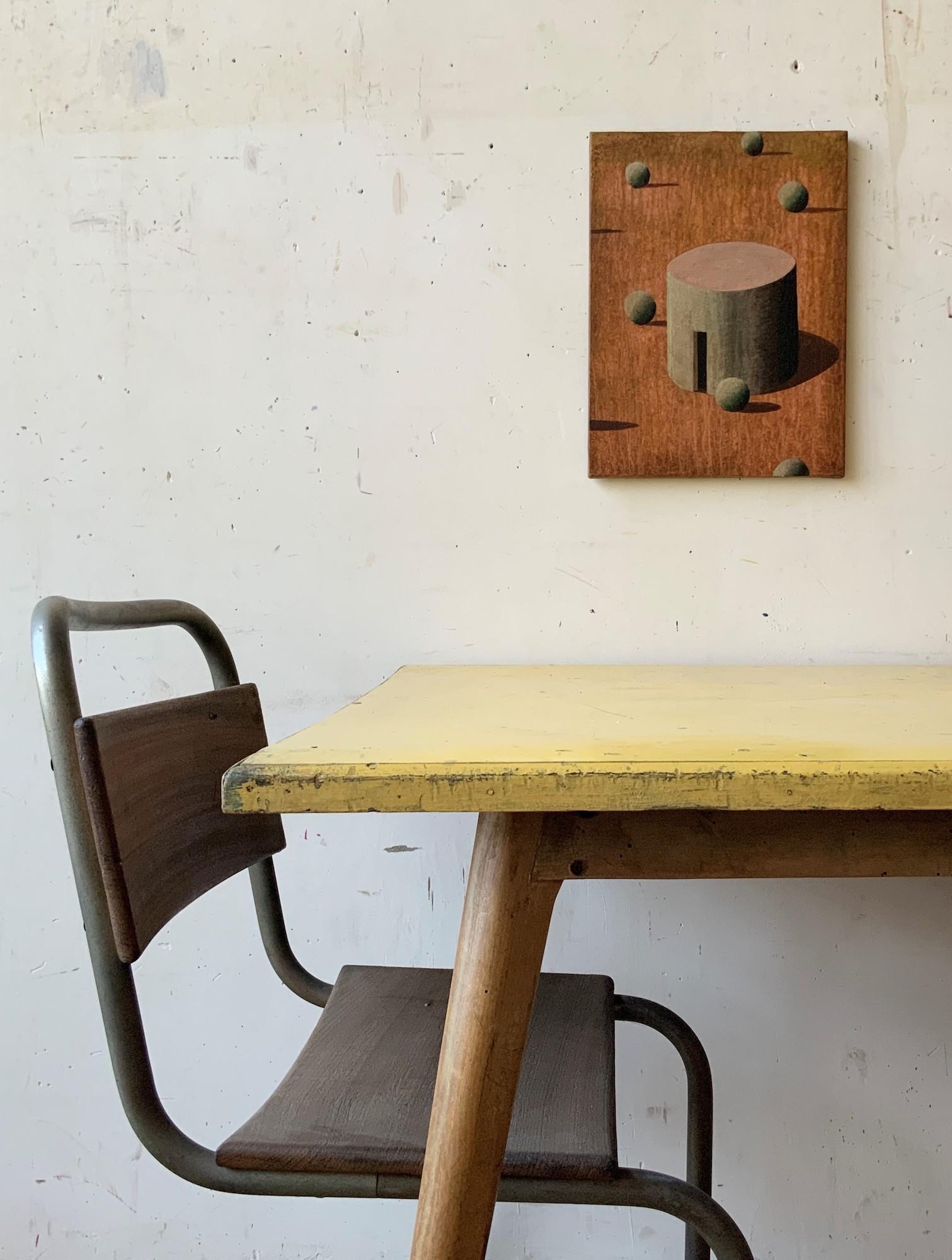 Pit P by Ramon Enrich - Contemporary painting, landscape, architecture, orange im Angebot 1