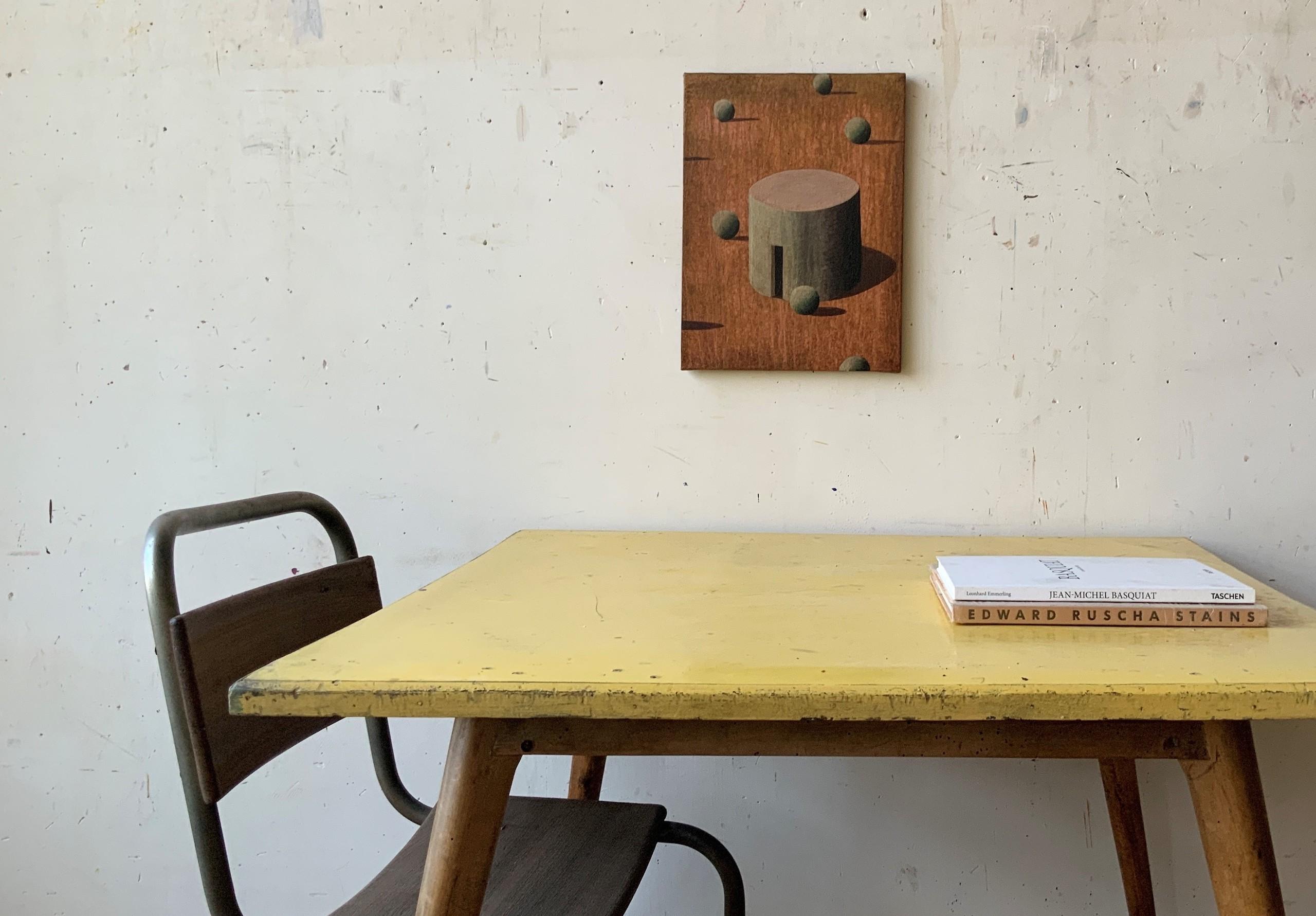 Pit P by Ramon Enrich - Contemporary painting, landscape, architecture, orange im Angebot 2