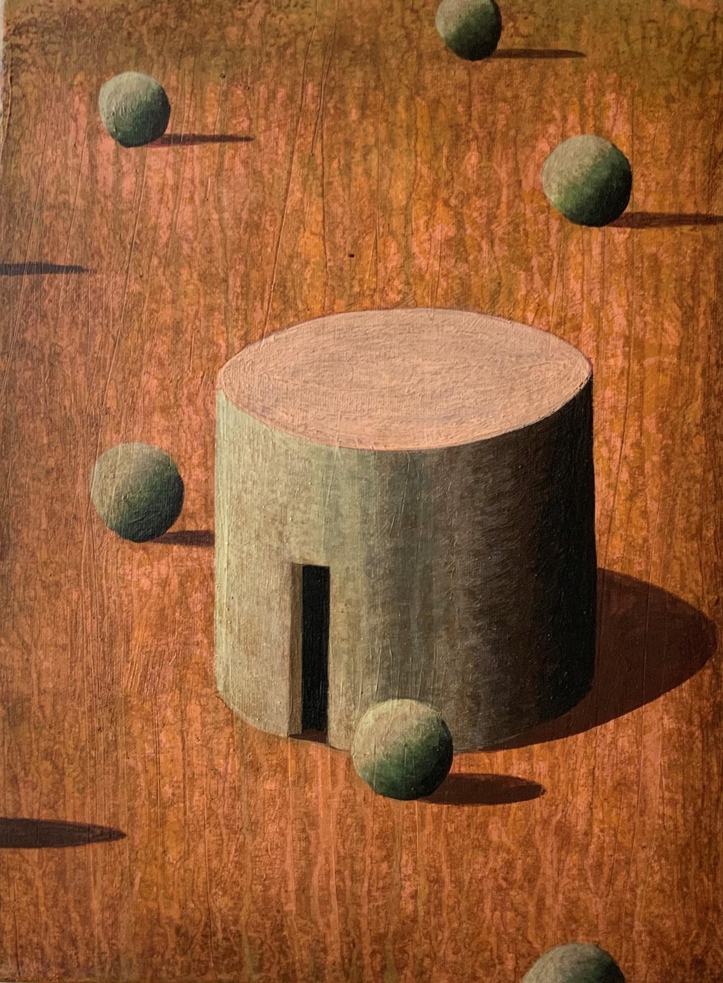 Pit P by Ramon Enrich - Contemporary painting, landscape, architecture, orange