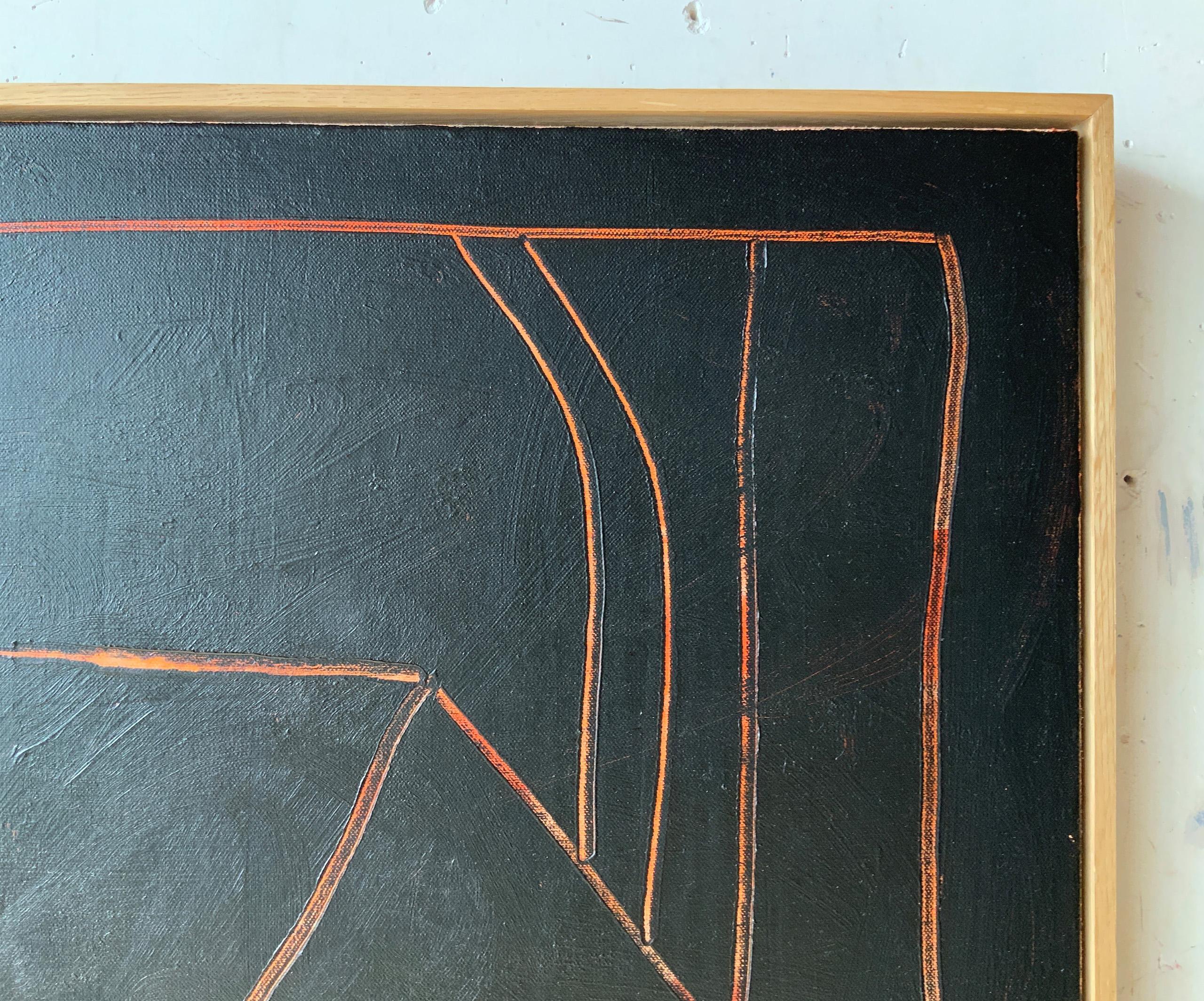 POMERIGGIO by Ramon Enrich - Geometric landscape painting, architecture, black For Sale 4