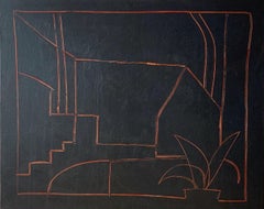 POMERIGGIO by Ramon Enrich - Geometric landscape painting, architecture, black