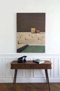 Proto 03 de Ramon Enrich - Cuadro paisaje geométrico contemporáneo, marrón