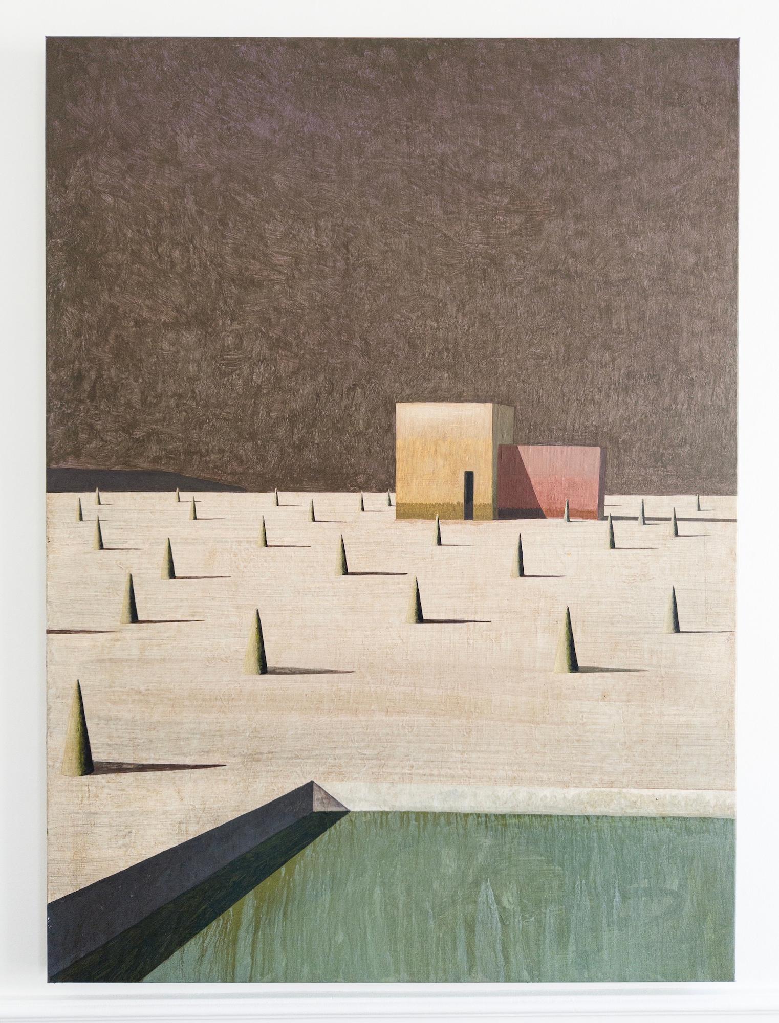 Proto 03 von Ramon Enrich - Zeitgenössische geometrische Landschaftsmalerei, braun im Angebot 2