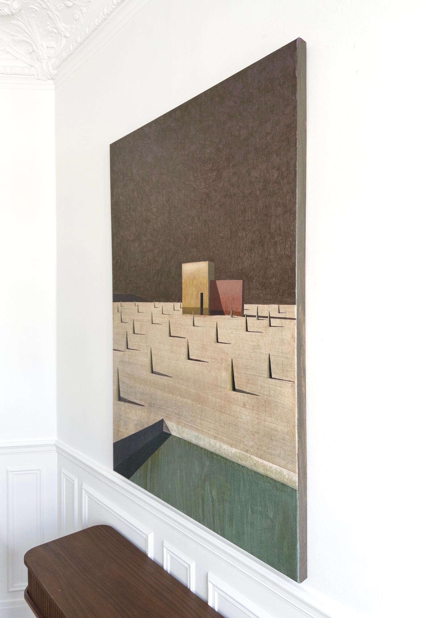 Proto 03 von Ramon Enrich - Zeitgenössische geometrische Landschaftsmalerei, braun im Angebot 4