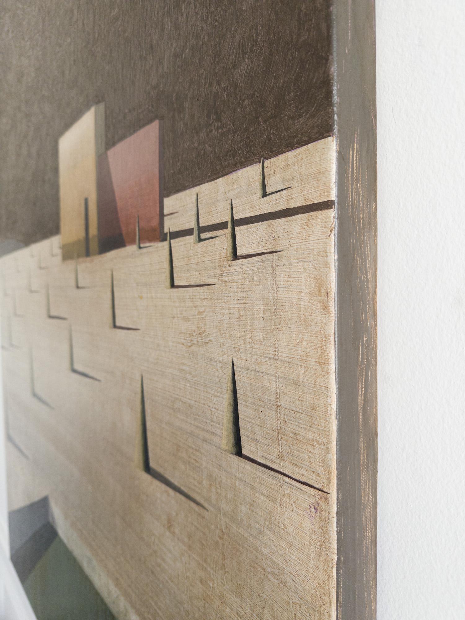 Proto 03 von Ramon Enrich - Zeitgenössische geometrische Landschaftsmalerei, braun im Angebot 7