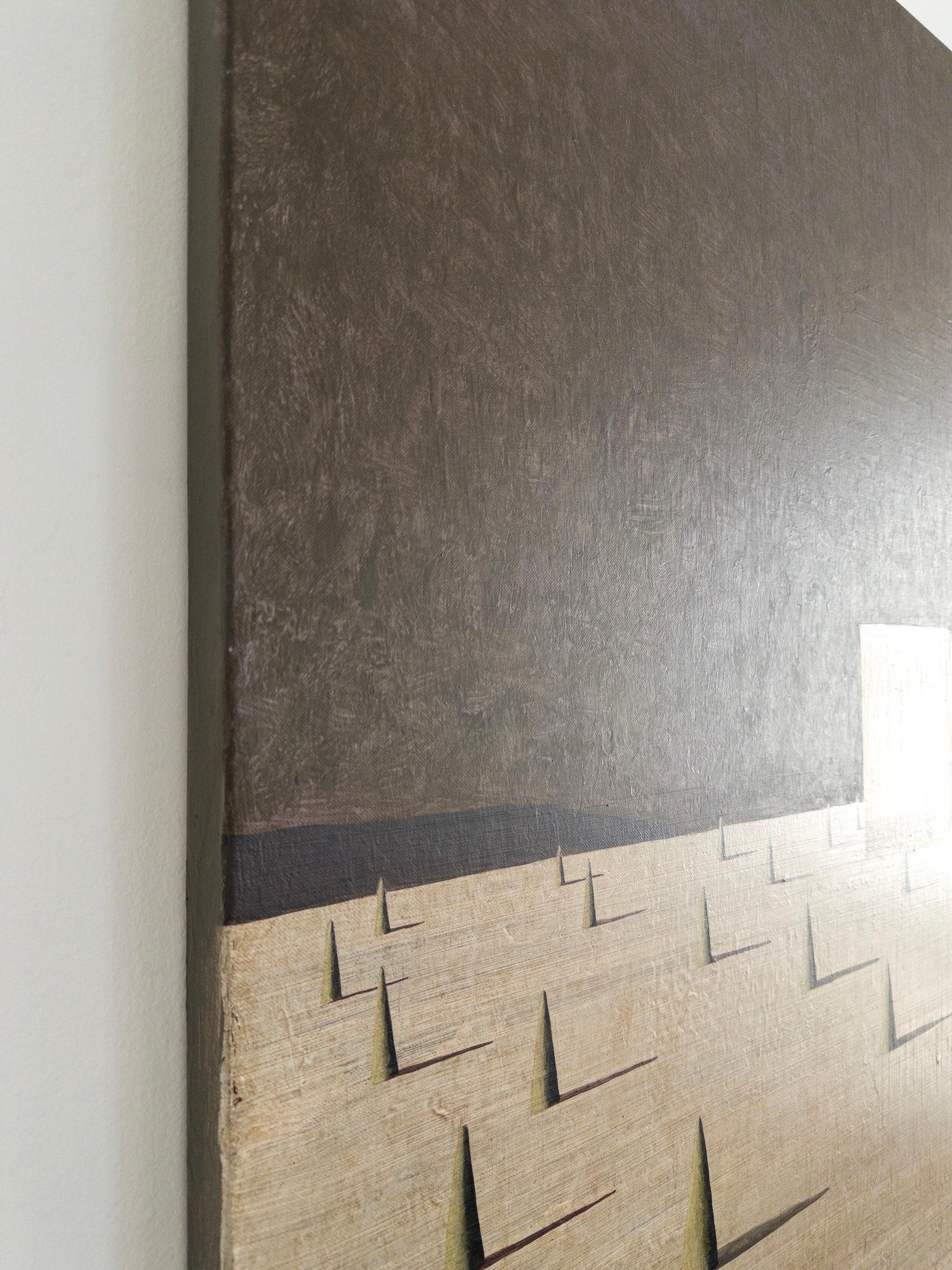 Proto 03 von Ramon Enrich - Zeitgenössische geometrische Landschaftsmalerei, braun im Angebot 8