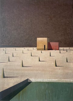 Proto 03 par Ramon Enrich - Peinture géométrique contemporaine de paysage, marron