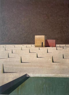 Proto 03 by Ramon Enrich - Contemporary geometric landscape painting, brown
