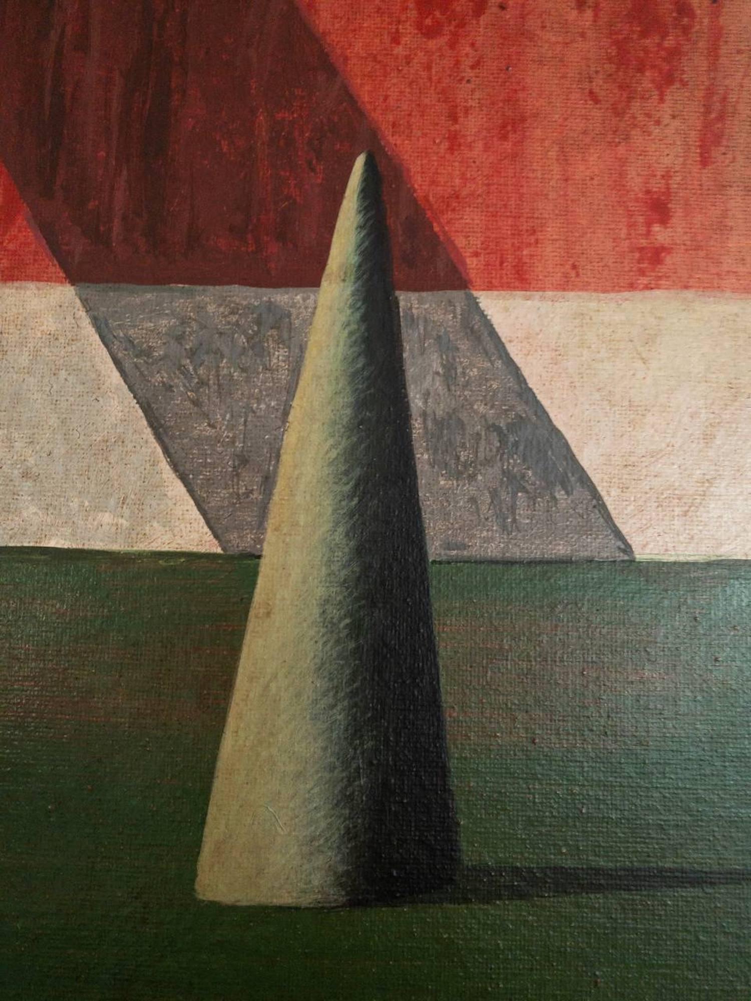 ROOD par Ramon Enrich - Peinture géométrique de paysage urbain, couleurs Vivid, rouge en vente 3