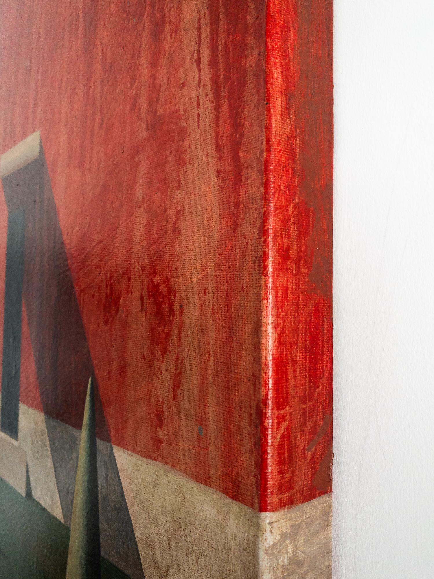 ROOD par Ramon Enrich - Peinture géométrique de paysage urbain, couleurs Vivid, rouge en vente 5