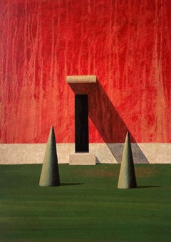 ROOD von Ramon Enrich - Geometrische Stadtlandschaftsmalerei, lebendige Farben, rot