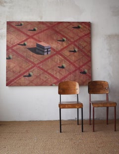 RUV by Ramon Enrich - Large Geometric Landscape Painting, Earth Tones