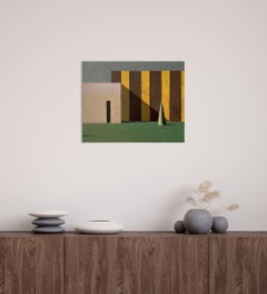 SIE by Ramon Enrich - Geometric urban landscape painting, earth tones, village