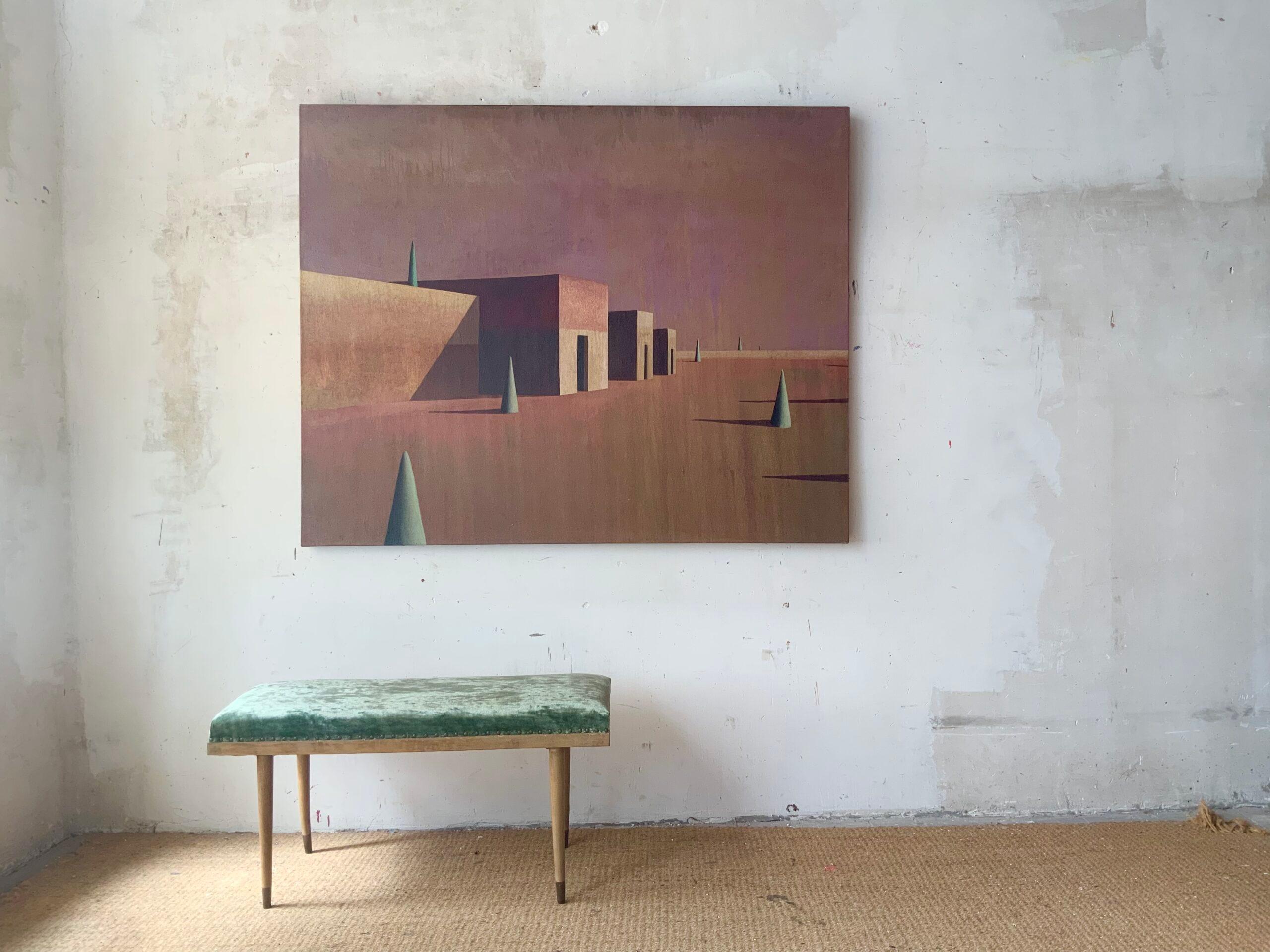 SIORT by Ramon Enrich - Contemporary painting, landscape, architecture, warm For Sale 1
