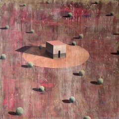 TORRUB di Ramon Enrich - Pittura quadrata larga 59 pollici, tonalità rosse
