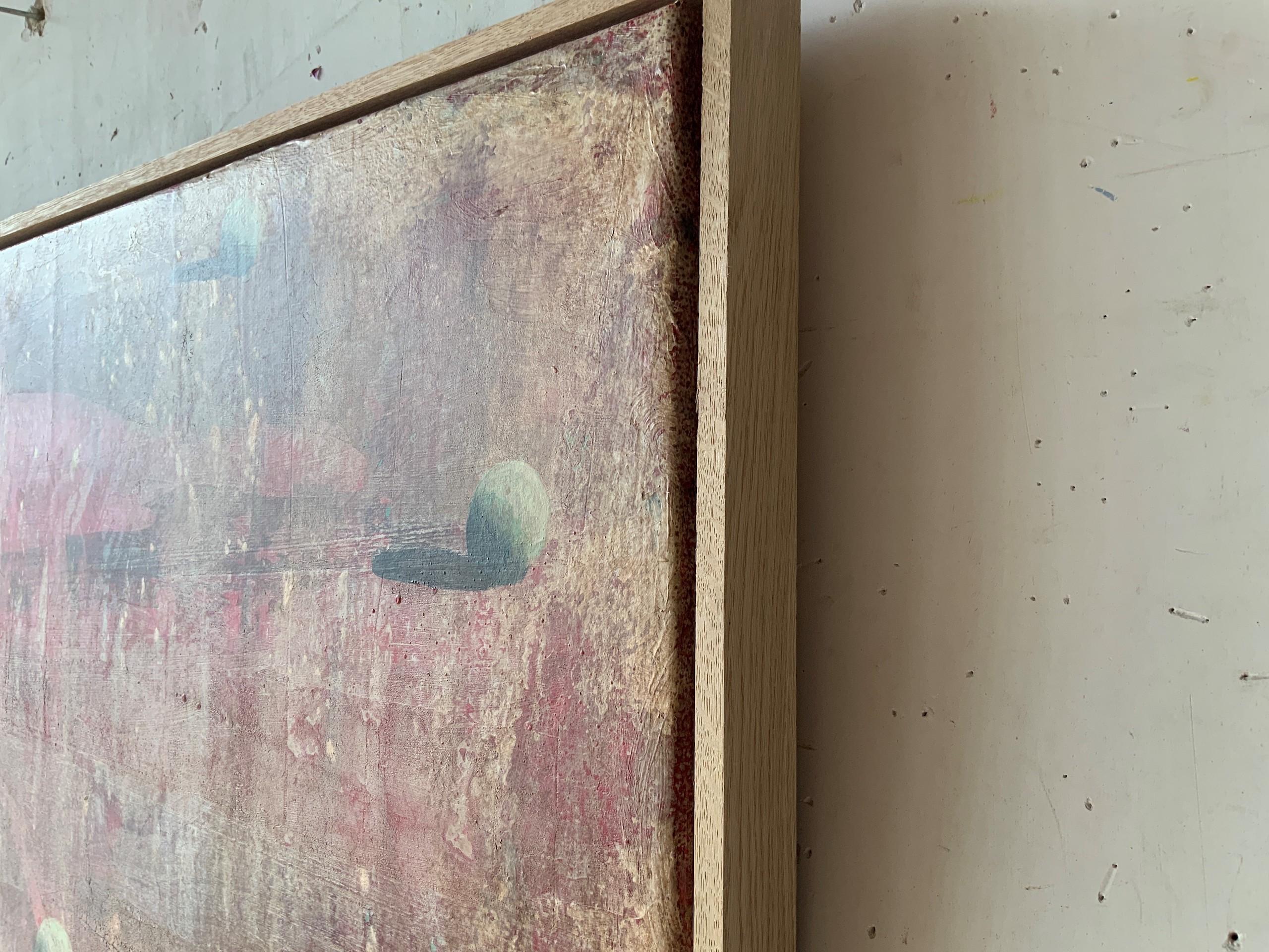 TORRUB by Ramon Enrich - Geometric landscape painting, red tones, architecture en vente 5