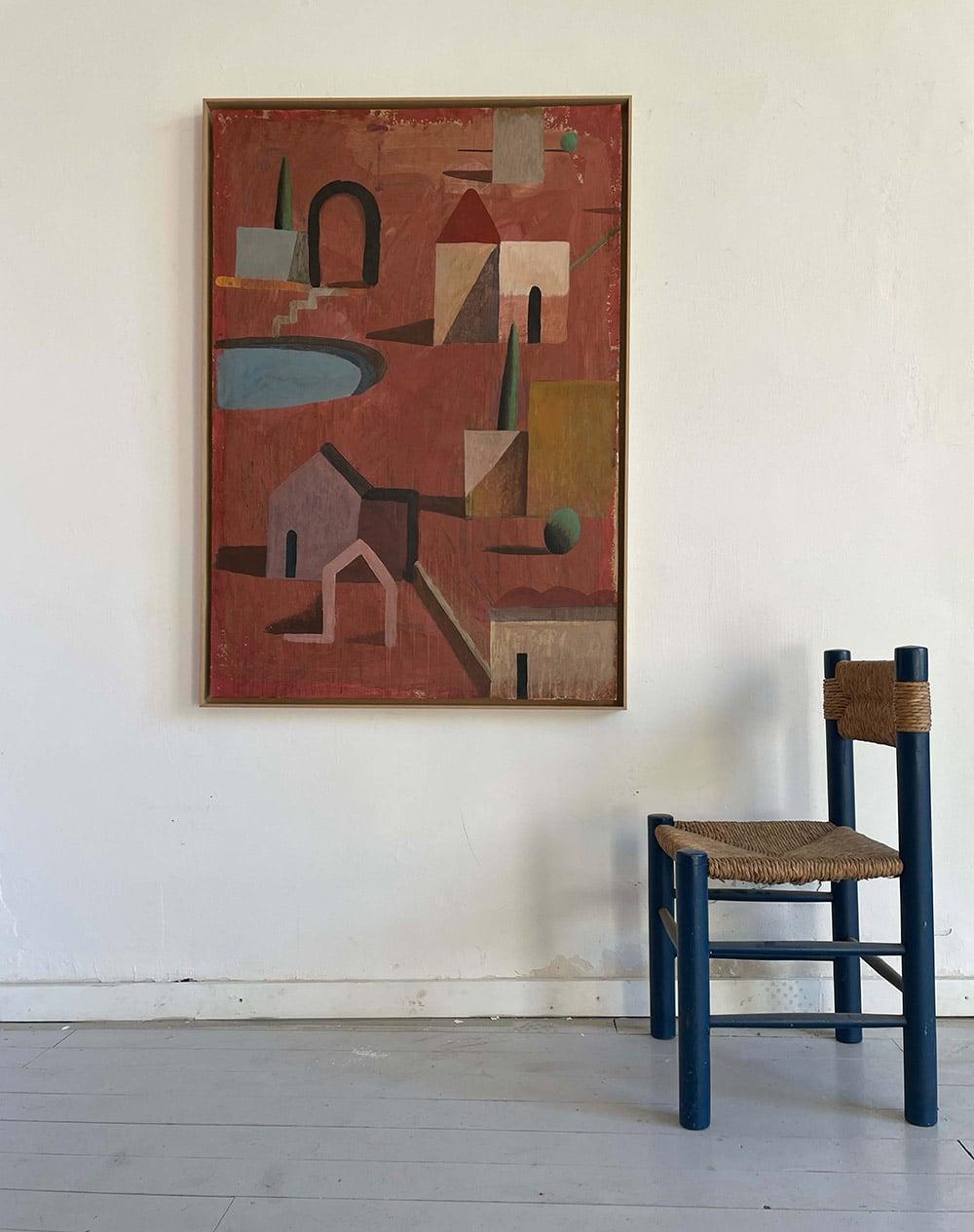 TROPIC 1 de Ramon Enrich - Peinture de paysage géométrique,  tons de terre en vente 4