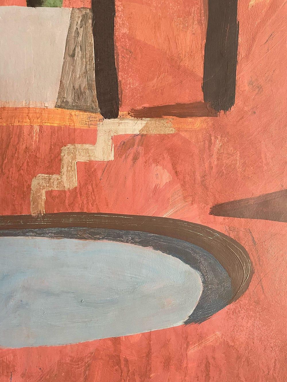 TROPIC 1 by Ramon Enrich - Landscape painting, earth tones, architecture, city For Sale 4