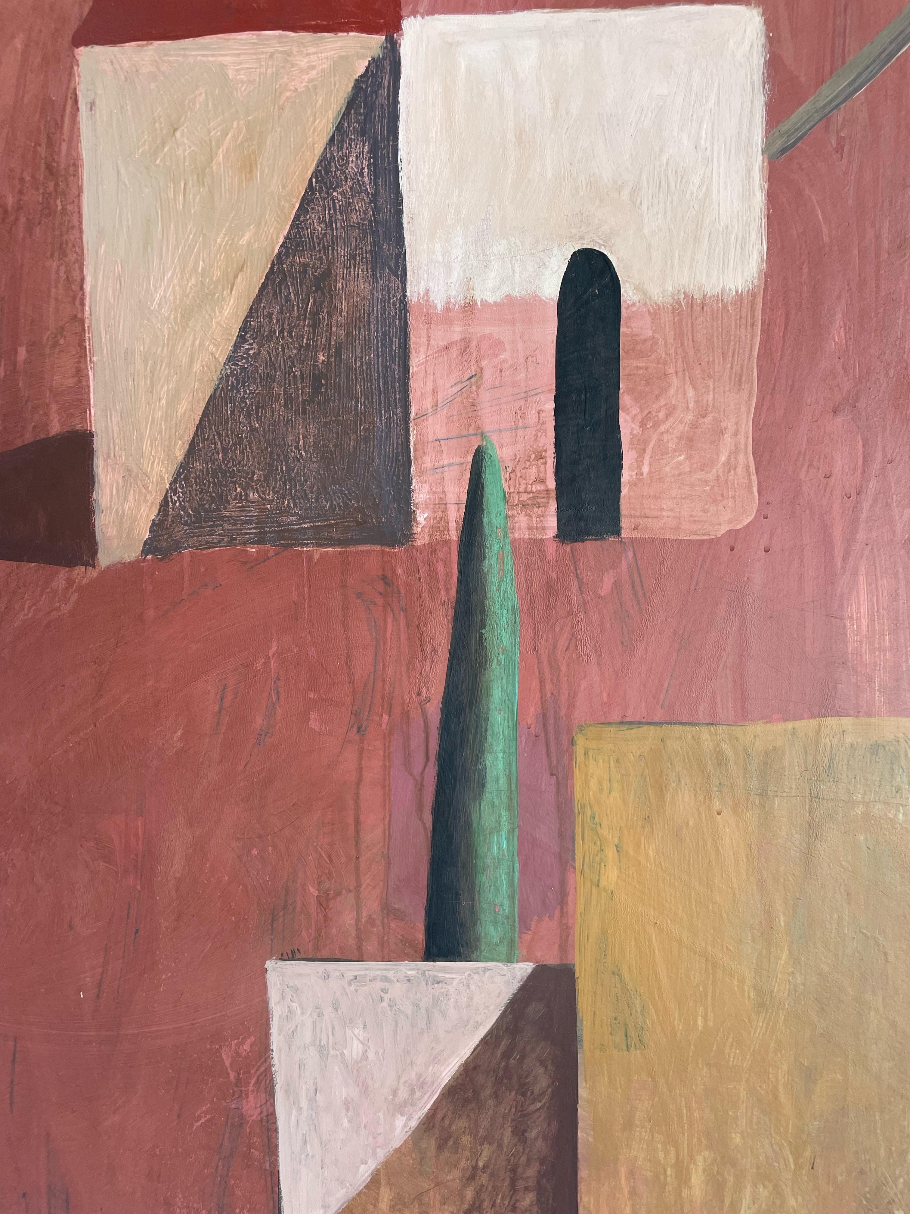 TROPIC 1 by Ramon Enrich - Landscape painting, earth tones, architecture, city For Sale 6