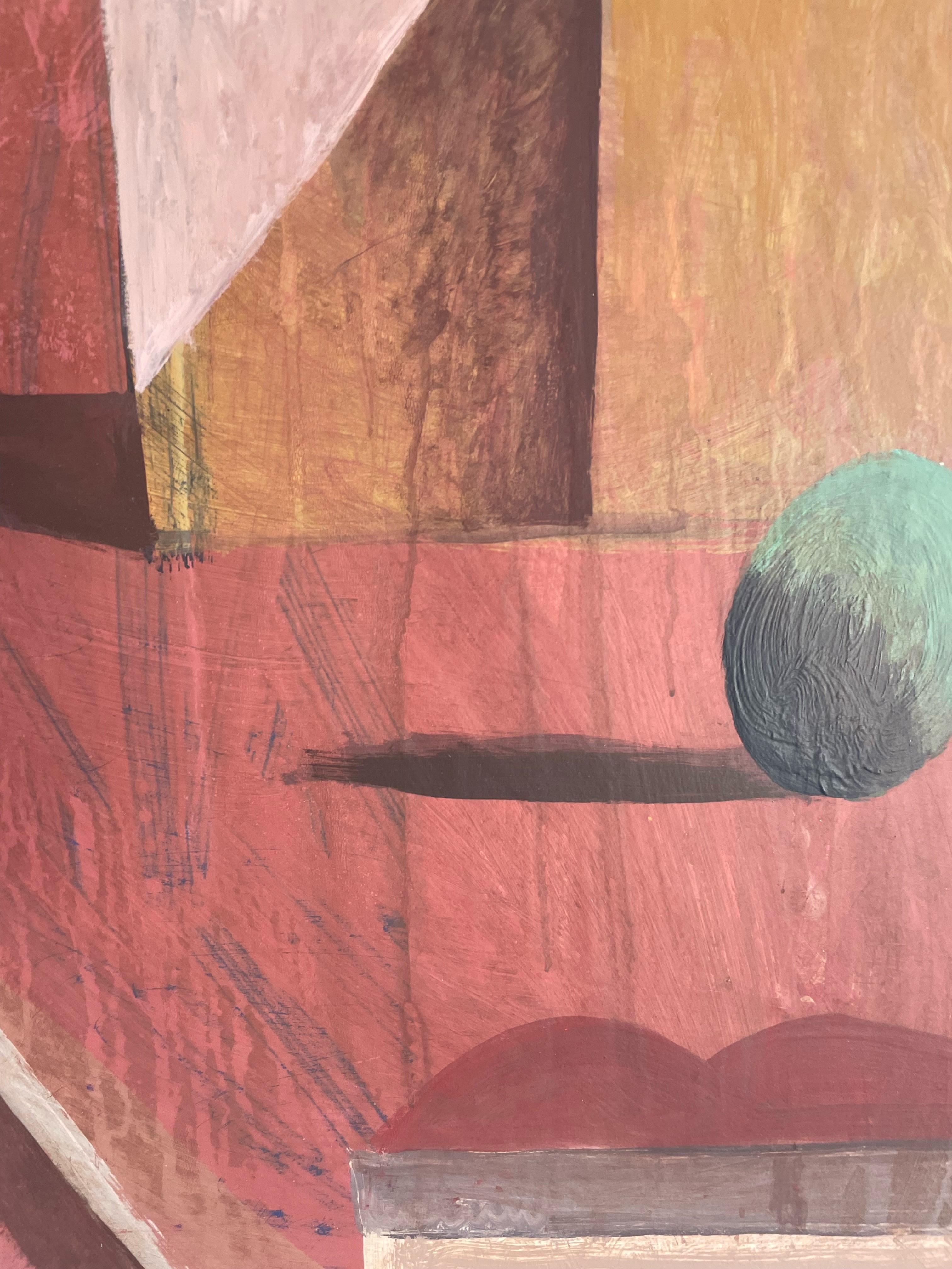 TROPIC 1 by Ramon Enrich - Landscape painting, earth tones, architecture, city For Sale 7