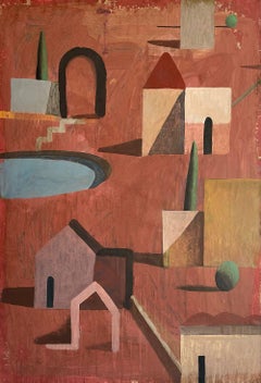 TROPIC 1 by Ramon Enrich - Landscape painting, earth tones, architecture, city